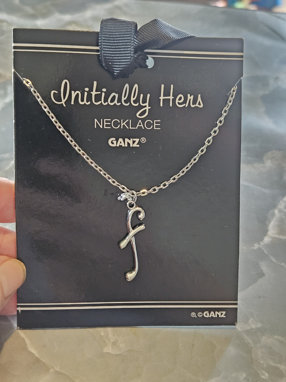 GANZ Silver 'f' Script Initial Necklace
